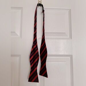 💯% Silk Bow Tie: Red, Purple & Black Stripes